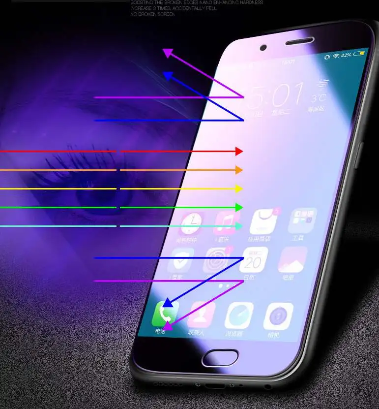 Защитный экран на весь синий фиолетовый светильник закаленное стекло для Vivo X9 V5