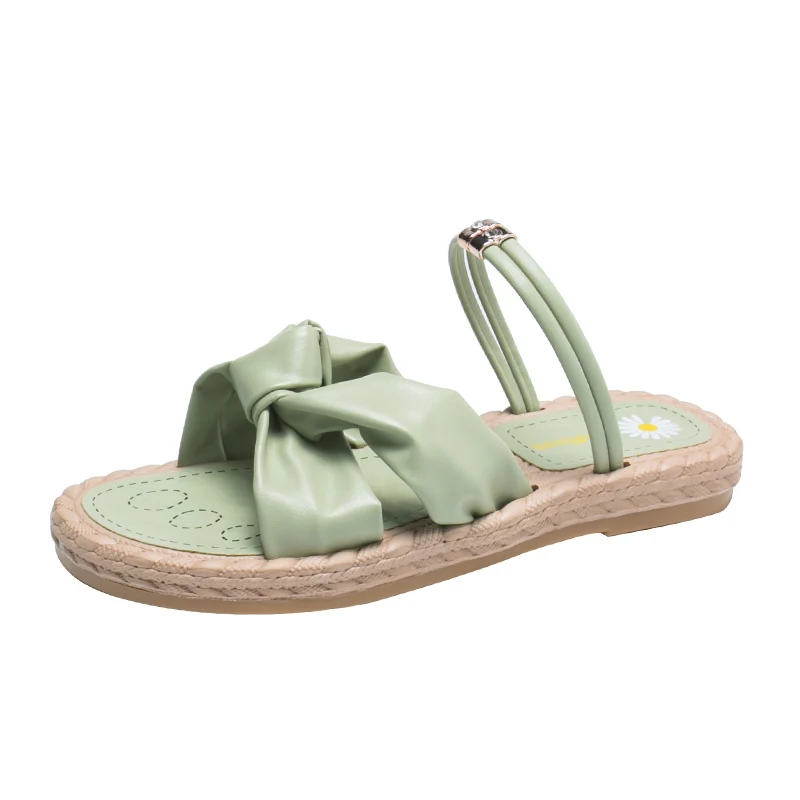 

Women Sandals Summer Gentle Fairy Style Flat Beach Shoes Women Light Casual Walking Green