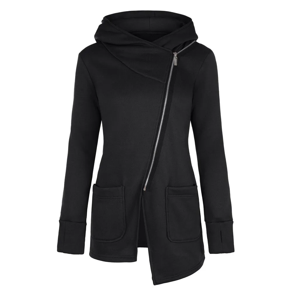 Стильная длинная теплая туника для бара толстовка зима 2019 диагональная молния