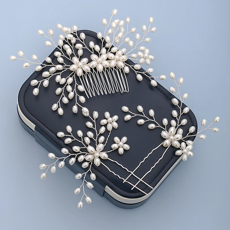 3 шт./компл. жемчужные свадебные аксессуары для волос жемчуг волосы расческой и