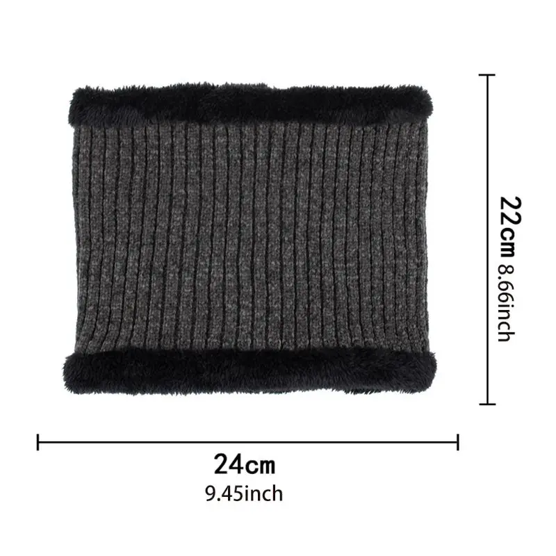 

2Pcs Unisex Winter Chenille Beanie Hat Infinity Scarf Set Thick Plush Lined Warm Braided Cable Knit Cuffed Skull Cap