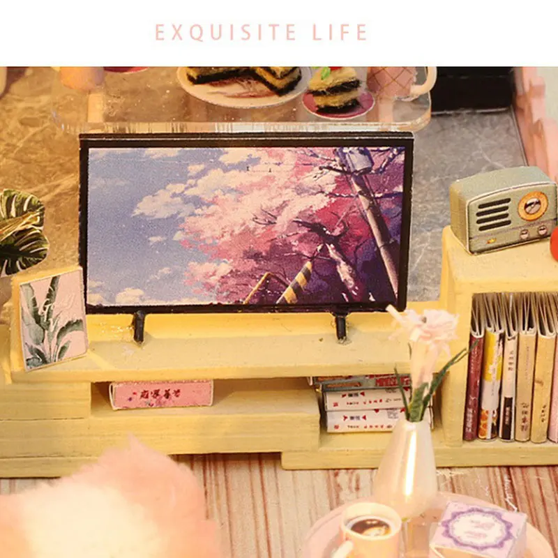 Лофт кукольный домик деревянная игрушка миниатюрный с комплектом мебели