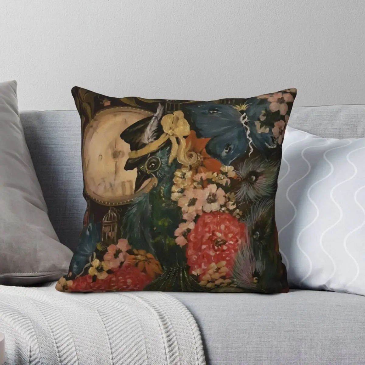 

Steampunk Peacock Square Pillowcase Polyester Linen Velvet Printed Zip Decor Pillow Case Room Cushion Cover