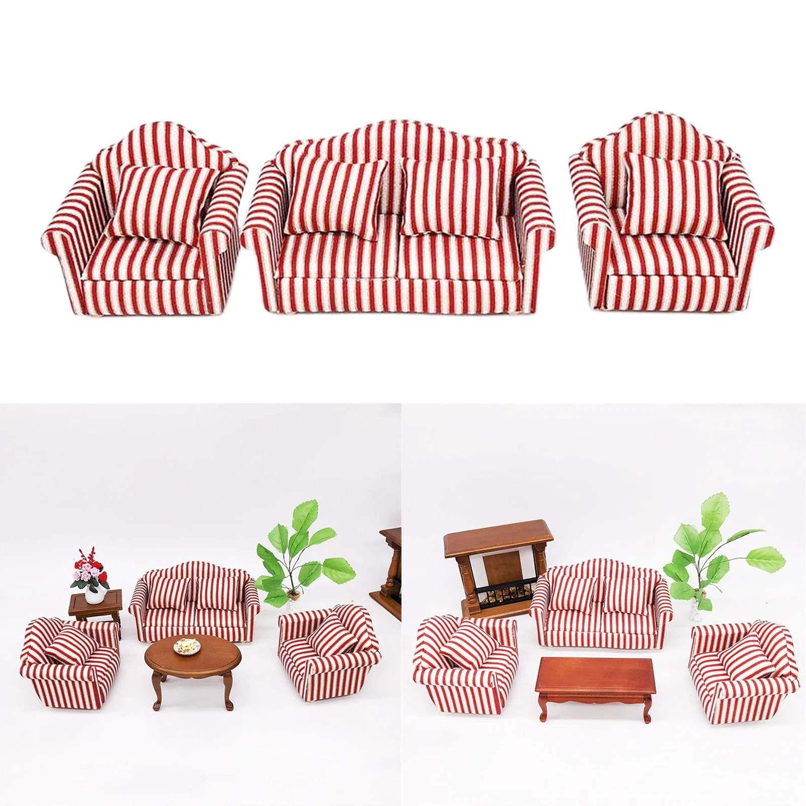 

1/12 Love Seat Sofa Armchair Couch Dollhouse Miniature Furniture Accessories