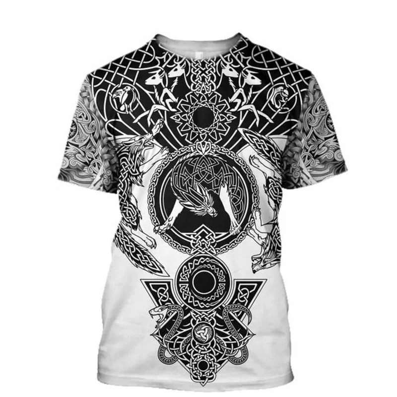 Мужская футболка с рисунком символ викингов odin Tattoo 3D модная рубашка в стиле