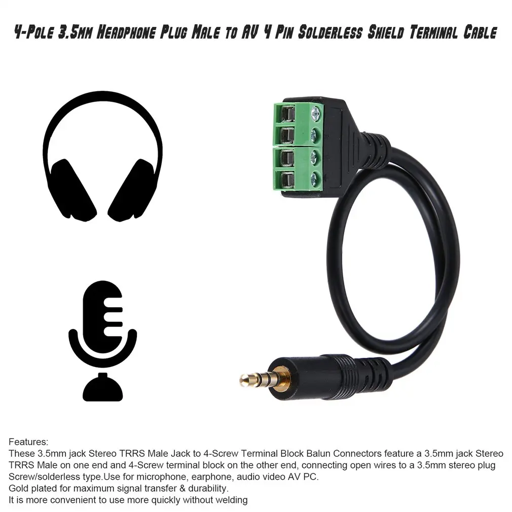 4-полюсный 3 5 мм разъем для наушников AV 4-контактный винтовой пайки щит Винтовые