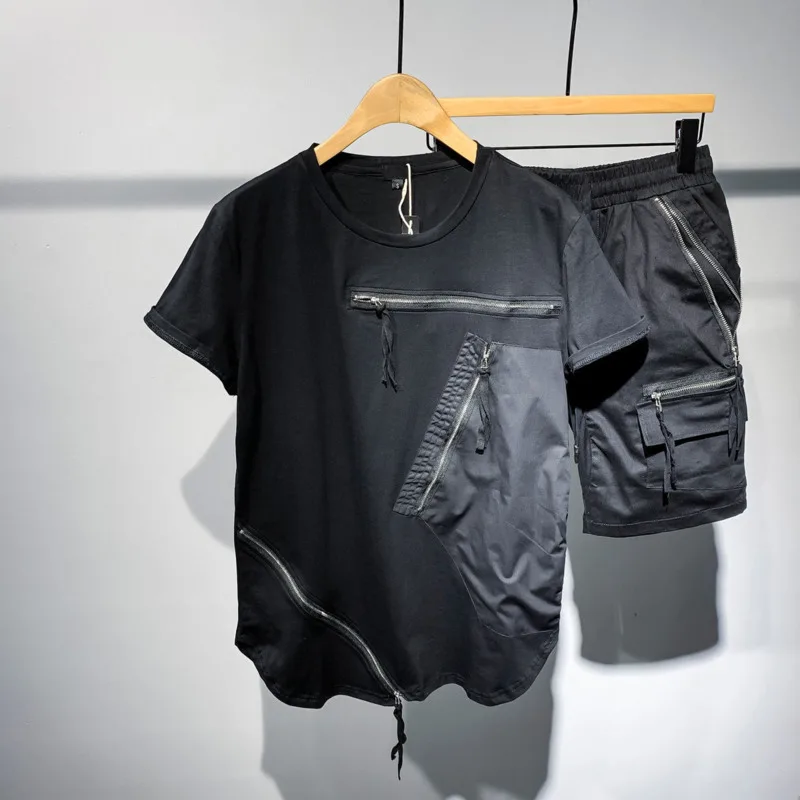 

T-shirt Men's Set 2021 New Short Sleeve Men's Trend Handsome Short Sleeve Top, Student's Men's Summer Tracksuit Men Two Piece