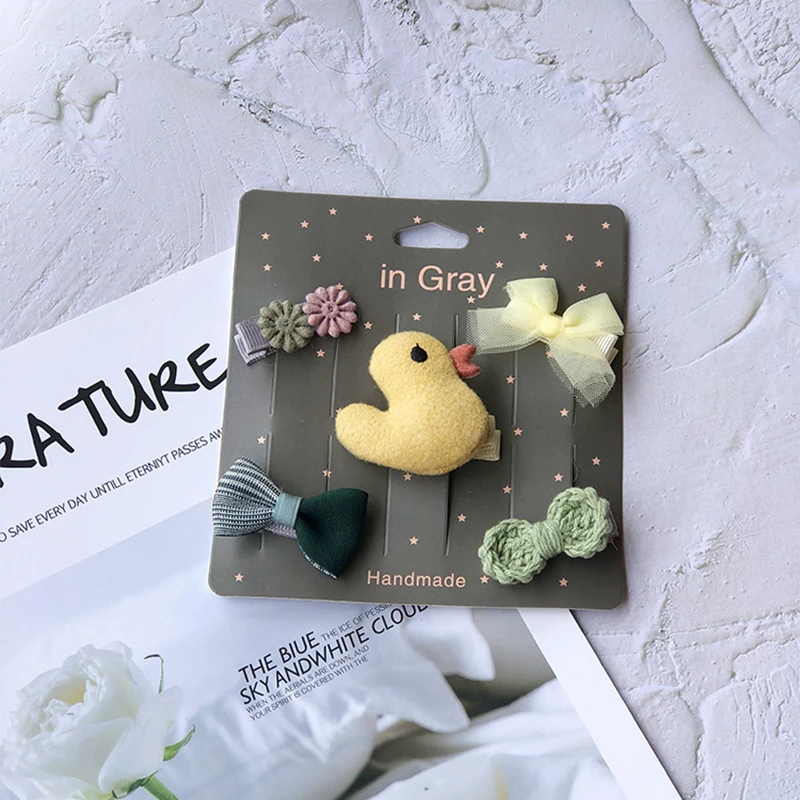 Baby Hair Clips Cartoon Bows Hairpin For Girls Cute Party Accessories Children Princess Barrette Infant Hairclip 5Pcs | Детская одежда