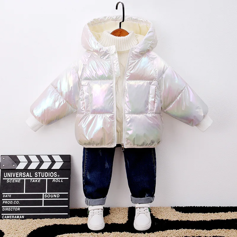 

Russian Kids Children Down Outerwear Winter Clothes Boys Girls Cotton-padded Parka Coats Thicken Warm Glossy And No-wash Jackets