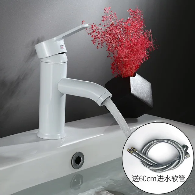 Белый смеситель для раковины из нержавеющей стали европейская чистая белая