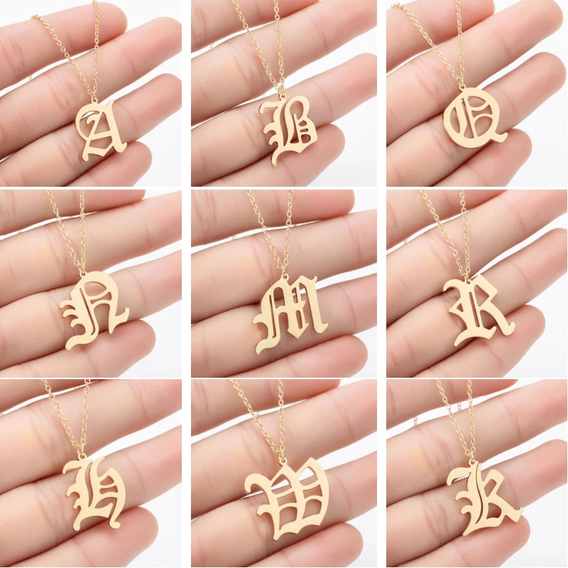Женское ожерелье с подвеской буквой из нержавеющей стали|Ожерелья подвеской| |