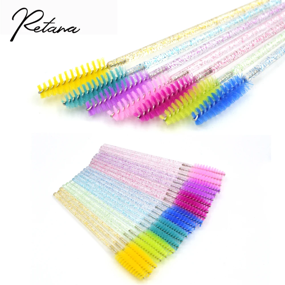 50 Shiny Disposable Eyelash Applicators Brush Mascara Applicator Eyebrow Comb Wand Wire Makeup | Красота и здоровье