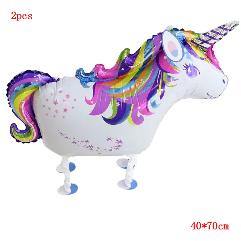 2pcs air walker Вечерние украшения в виде единорога 3D большие воздушные шары из фольги в виде животного для девочек на день рождения вечерние украшения - Цвет: 2pcs air walker
