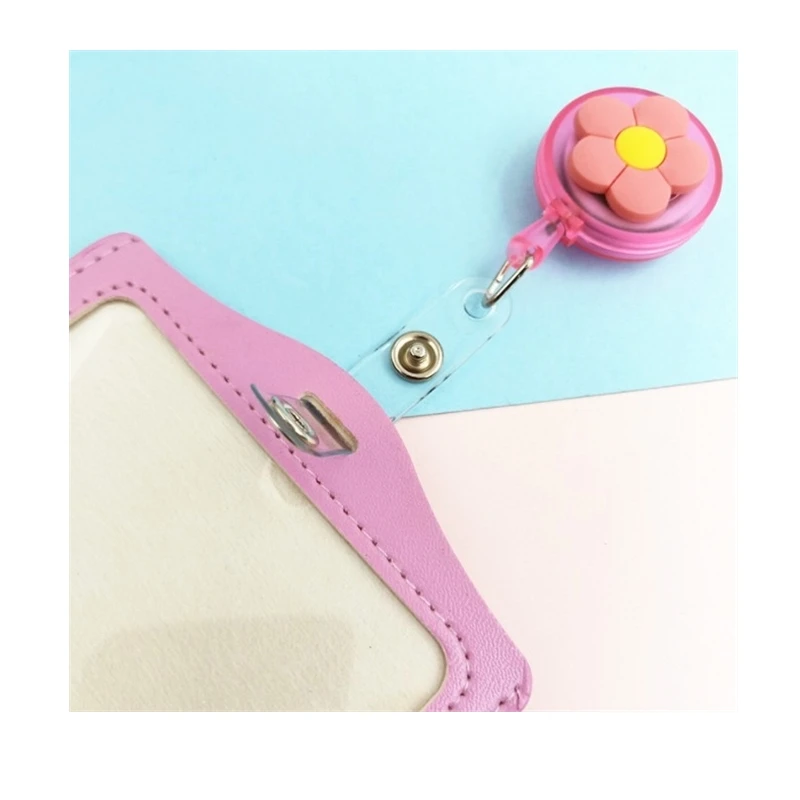 С рисунками фруктов лягушка PU персонал работает держатель для карт с выдвижной