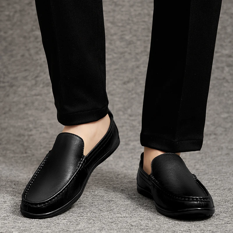 

Men shoes genuine Leather Drive Shoes slip on Genuine Leather Men's Casual cow Leather Shoes Feet Casual Flat Peas Men's Shoes