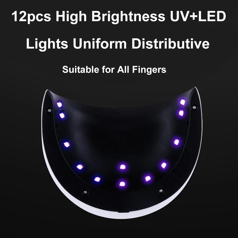 24W UV+LED Nail Lamp Gel Polish Dryer With Smart Automatic PIR Motion Sensor Switch USB Input 30s/60s Timer DIY Tools | Лампы и