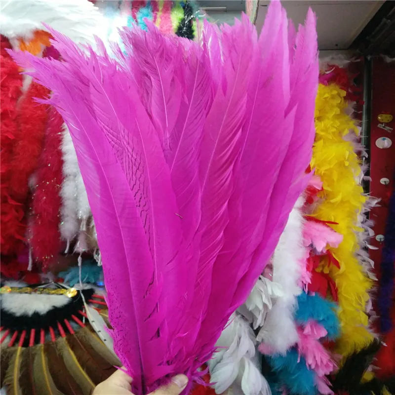 

50pcs/lot Silver Chicken pheasant Tail feathers 24-26inch/60-65cm Accessories Home dancers Wedding Jewelry DIY plumes feather