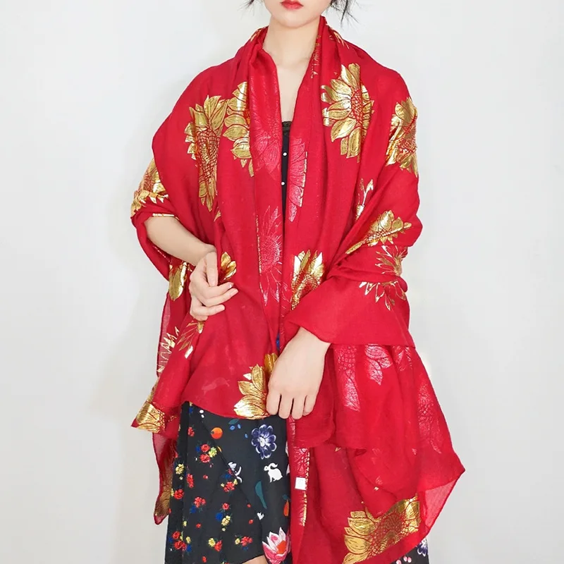 Женский тонкий шарф с цветочным принтом большие размеры 180*130 см