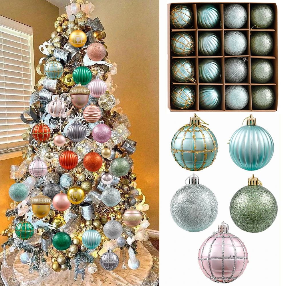 

16/30 шт. блестящие Рождественские шары, рождественские елочные украшения с новечерние годом 2022, домашний Рождественский Декор, подарок