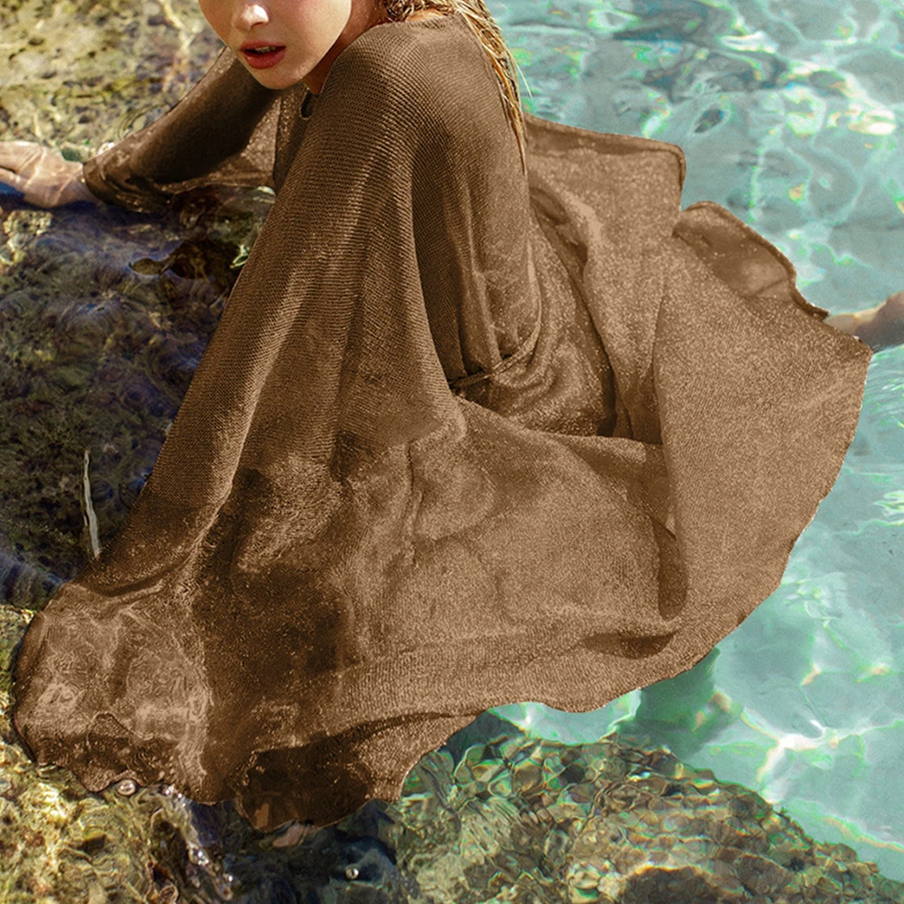 

2021 NEW Sexy Long Loose Cardigan Beach Cover Up Women Bikini Cover Up Summer Beach Coat Outer Swimsuit