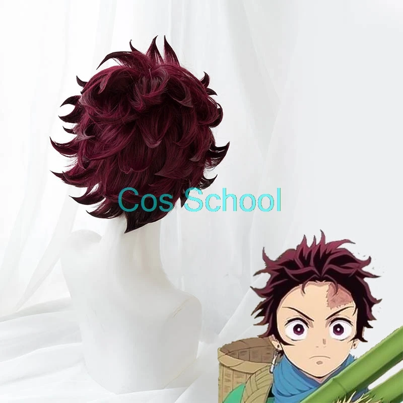 Cos School Demon Slayer Kimetsu no Yaiba Nezuko Tanjirou Kamado, парики Zenitsu Agatsuma для косплея, аниме, парик+ шапки