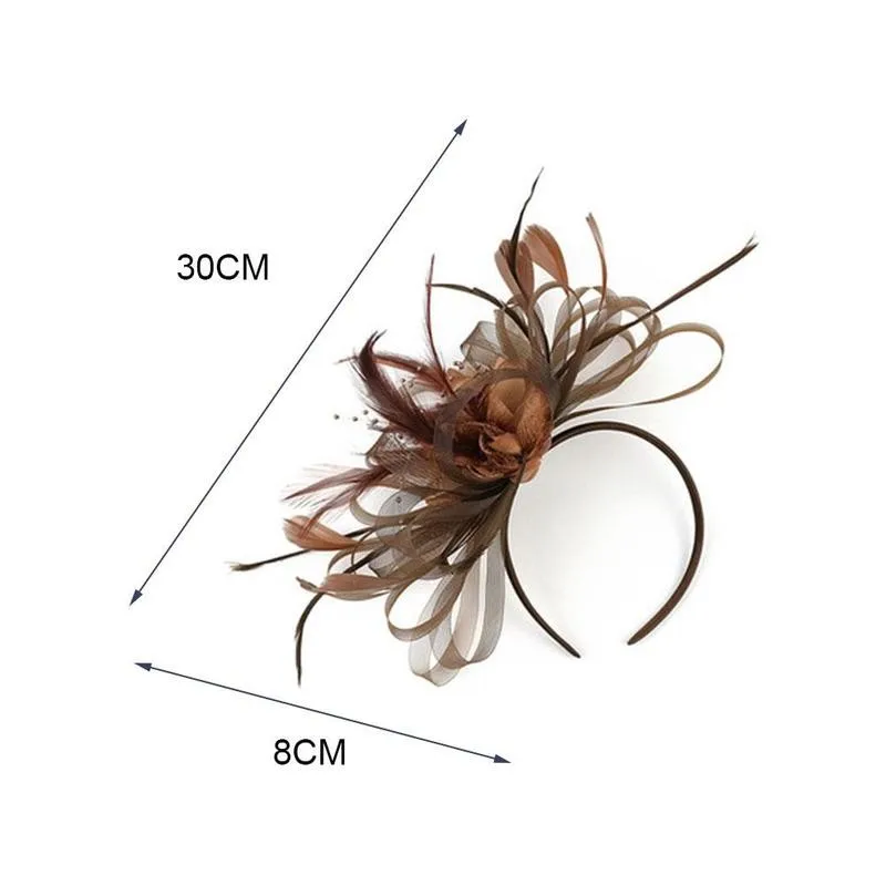 

Fashion Flower Color Headband Hairpins For Women Ladies Elegant Feather Hair Clips Party Wedding Retro Headdress Gift 1pc