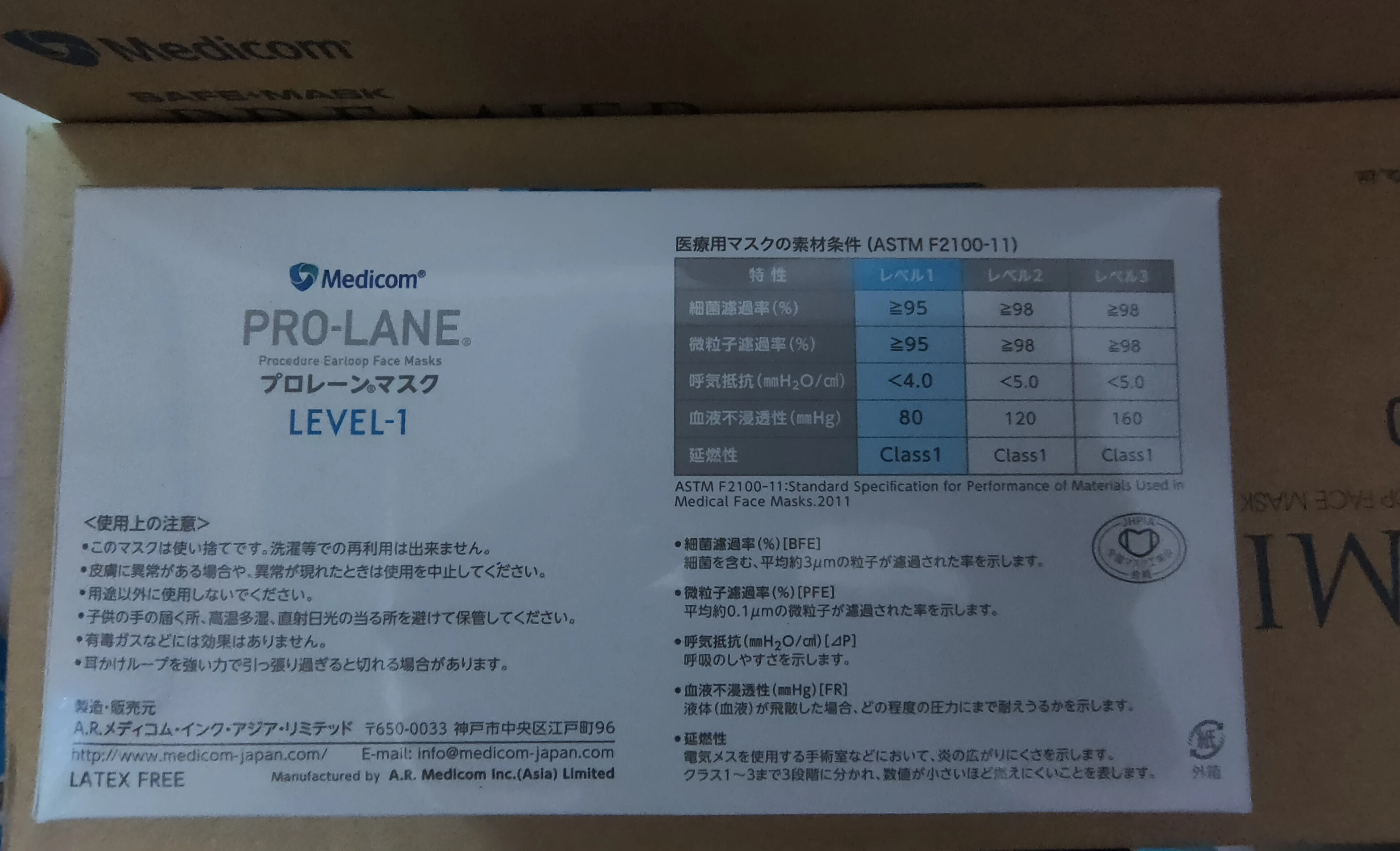 50 шт. PRO-LANE Earloop Medicom SafeMask 2715 японская версия синие герметичные маски для лица