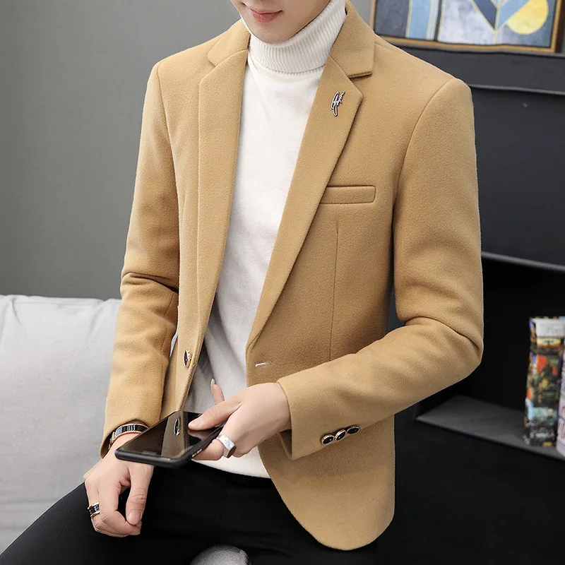 Мужские блейзеры в Корейском стиле плотная приталенная однотонная повседневная