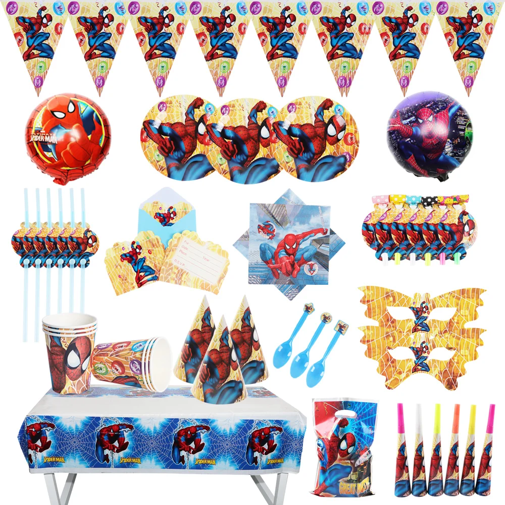 

Дисней Человек-паук вечерние украшение для вечеринки, детский день рождения, соломенные тарелки, скатерть, одноразовая посуда, высокое каче...