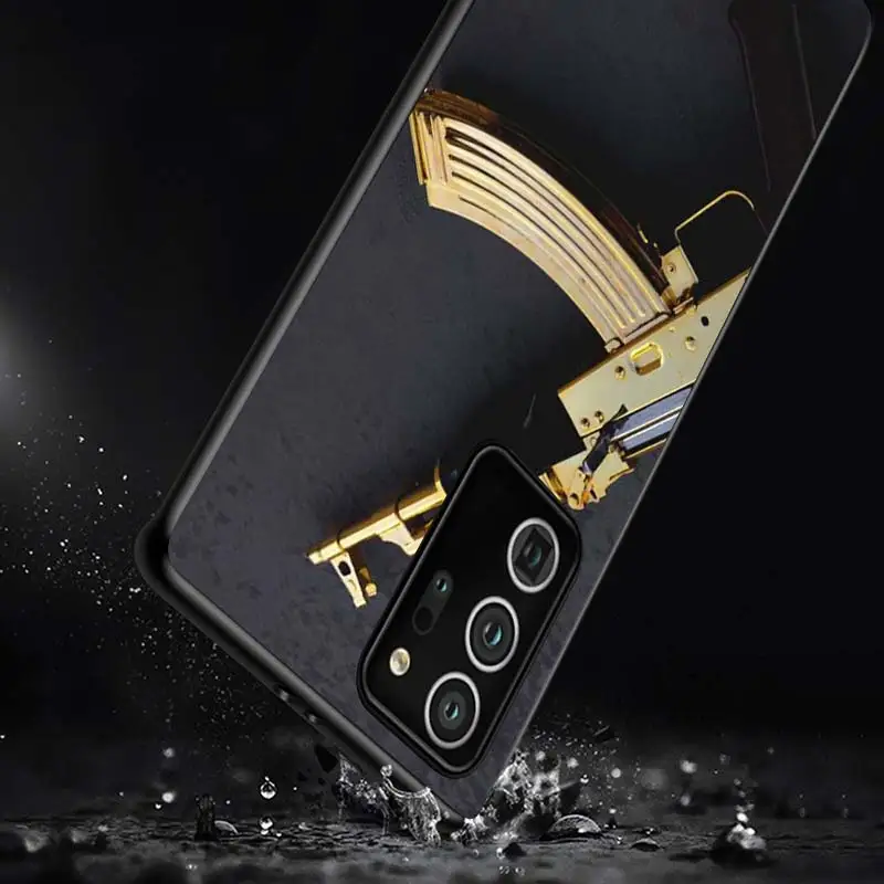 

AK47 Handgun Gun Flower For Samsung S20 FE Ultra Plus A91 A81 A71 A42 A51 5G UW A41 A31 A21 A21S A11 A01 Black Phone Case