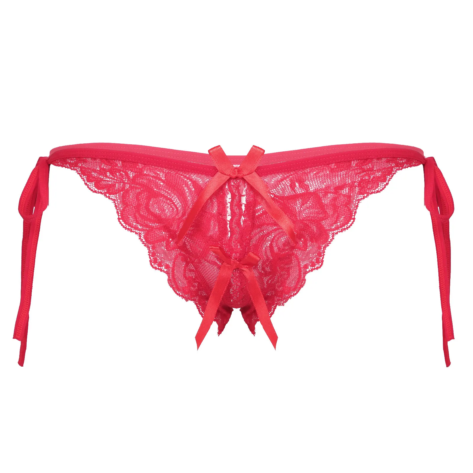 inhzoy Men Sissy Low Waist Panties Lingerie Night Gay Hot Sexy Erotic Floral Lace Thong G-string Lace-up T-back Underwear Briefs |
