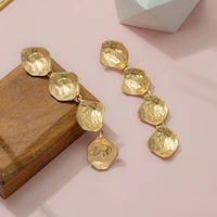 vintage gold color bar long tassel drop earrings for women geometric korean rough metal dangle earring fashion jewelry 2020 new