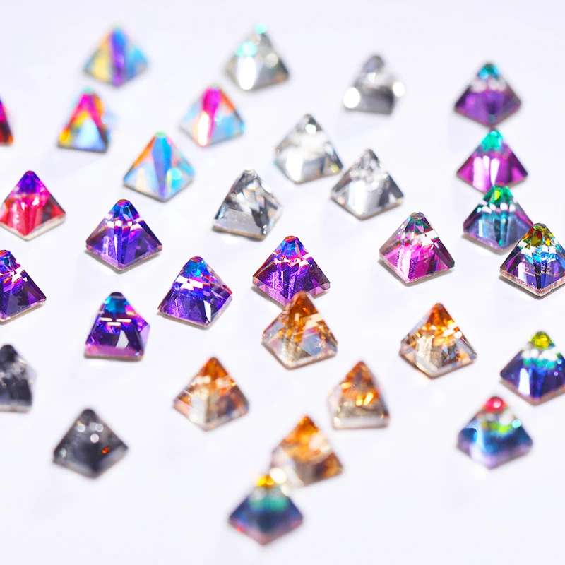 5 шт./пакет 3d-стразы для ногтей разноцветные многогранные острые нижние блестящие