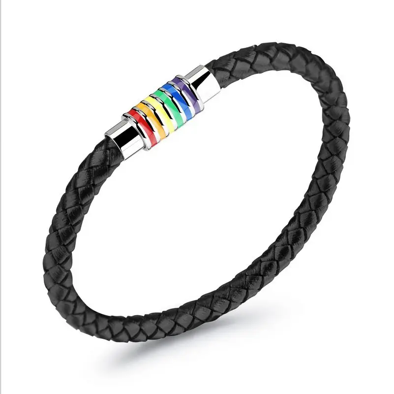 Магнитный Радужный Флаг ЛГБТ из титанового сплава очаровательный браслет