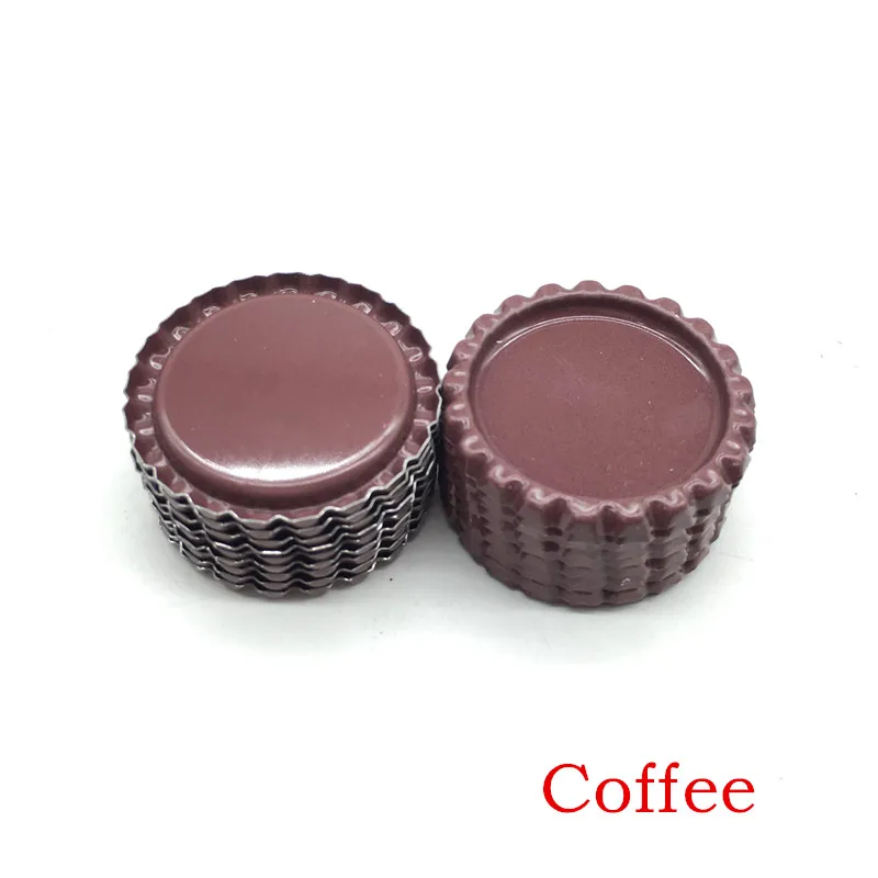 Coffee Новое поступление, 24 цвета, с обеих сторон, металлические фланцевые крышки для бутылок без отверстий, плоские крышки для бутылок для ожерелья, украшения для волос - Цвет: Coffee