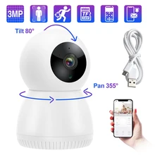 Techage 3.0 Megapixels WiFi IP Camera Wireless Pet Camera Indoor 1926P Baby Monitor CCTV Two-way Audio Record Video Surveillance