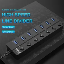 USB 3.0 Hub USB Hub 3.0 Multi USB Splitter 3 Hab Use Power Adapter 4/7 Port Multiple Expander 2.0 USB3 Hub with Switch for PC