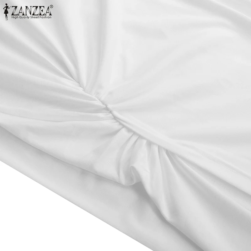 

2021 Summer Fashion Blouse ZANZEA Women Irregular Midi Tops Casual Solid Split Tunic Ladies O-neck Loose Blusa Femme Plus Size