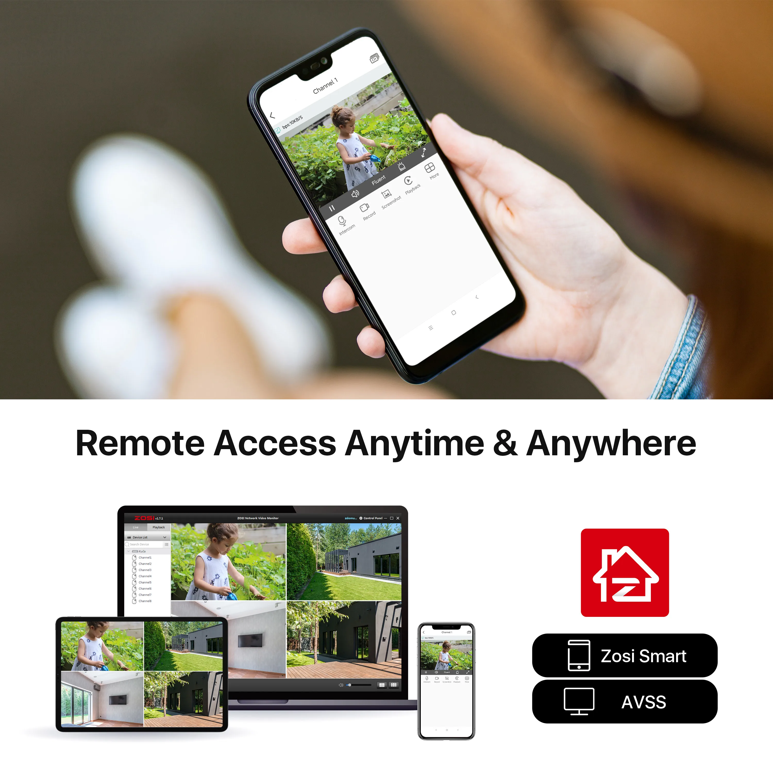 Система охранных камер ZOSI H.265 + 5MP Lite 8 канальный HD TVI DVR рекордер 4 шт. 1080P комплект