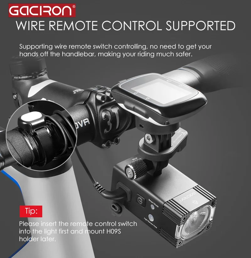 

Gaciron Intelligent 500/800 Lumens Bike Light Compatible for Gopro mount Rechargeable IPX6 Bicycle Front Light For Race