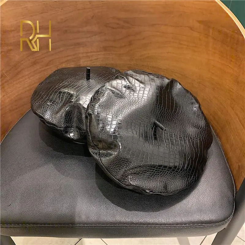 Берет из искусственной кожи шапки для женщин зимняя плоская кепка женский модный