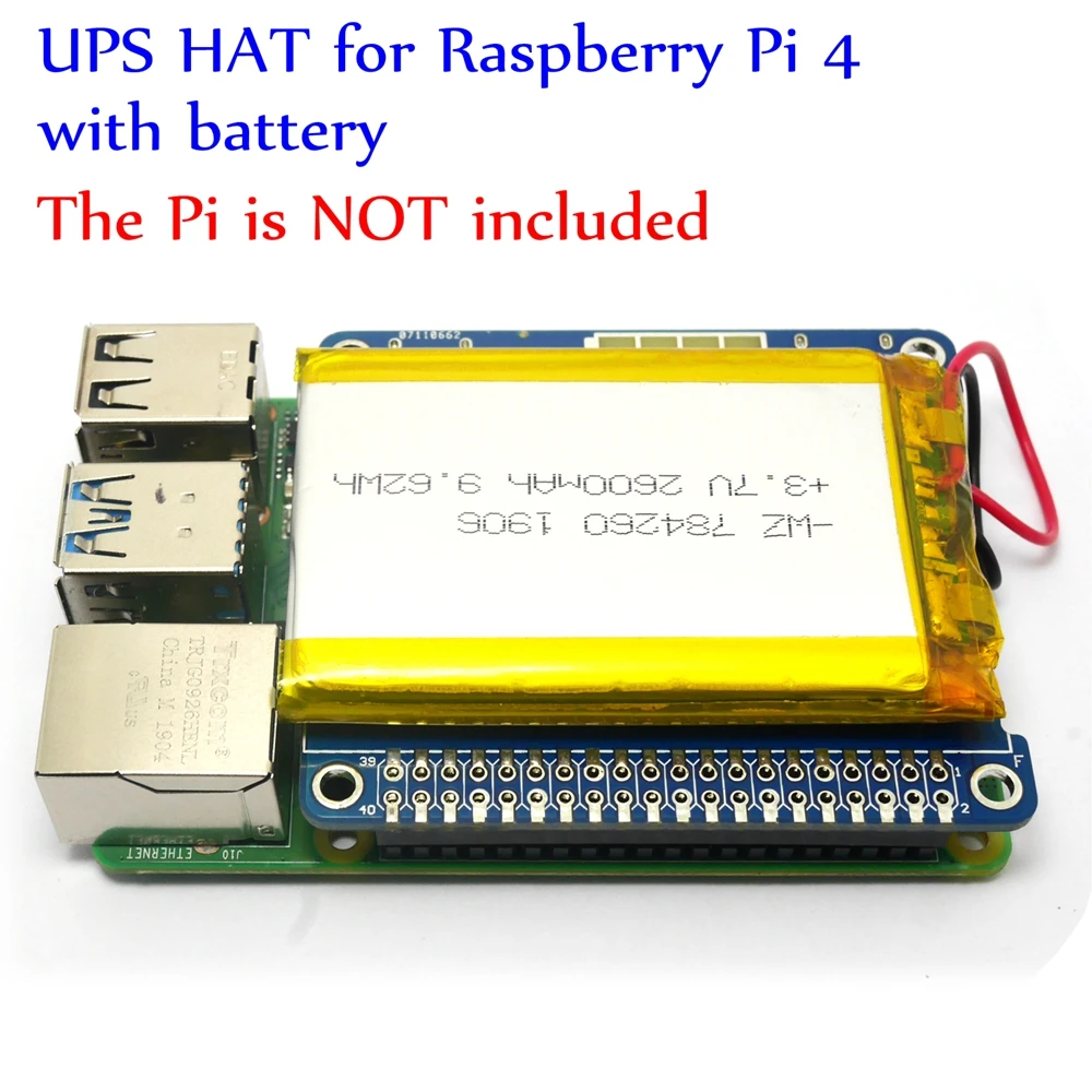 UPS2HATkitforPi4 UGEEK UPS 2 шляпа с батареей для Raspberry 4B/3B+/3B | Поддержка 3A зарядного устройства/тока выход | совместимый с быстрой зарядкой QC3 - Цвет: UPS2HATkitforPi4