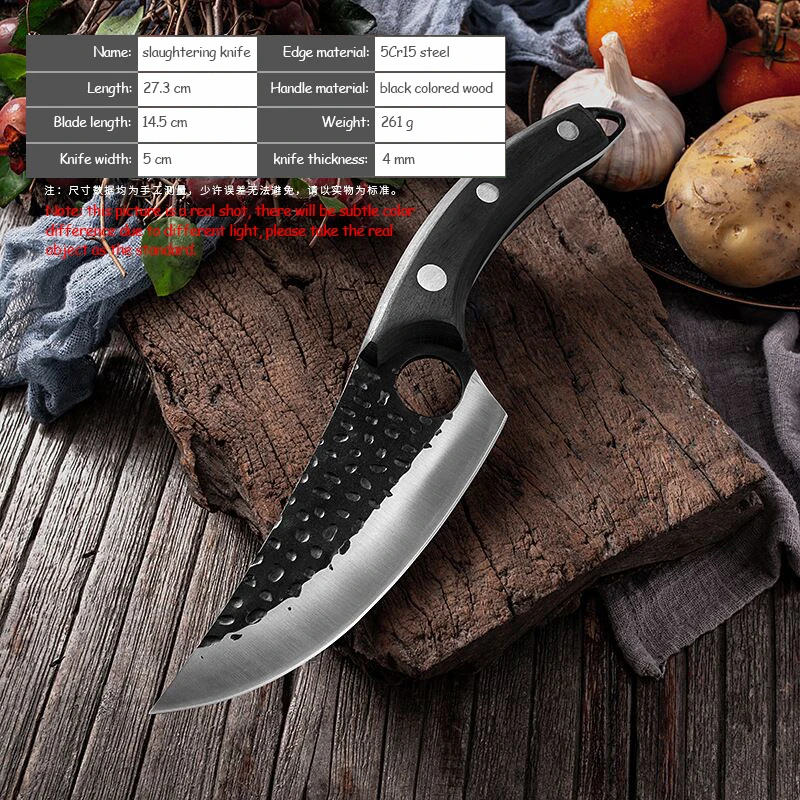 

Everrich 6 inch sharp hand forged boning knife factory direct kitchen knife black handle slicing knife rosewood kitchen knife