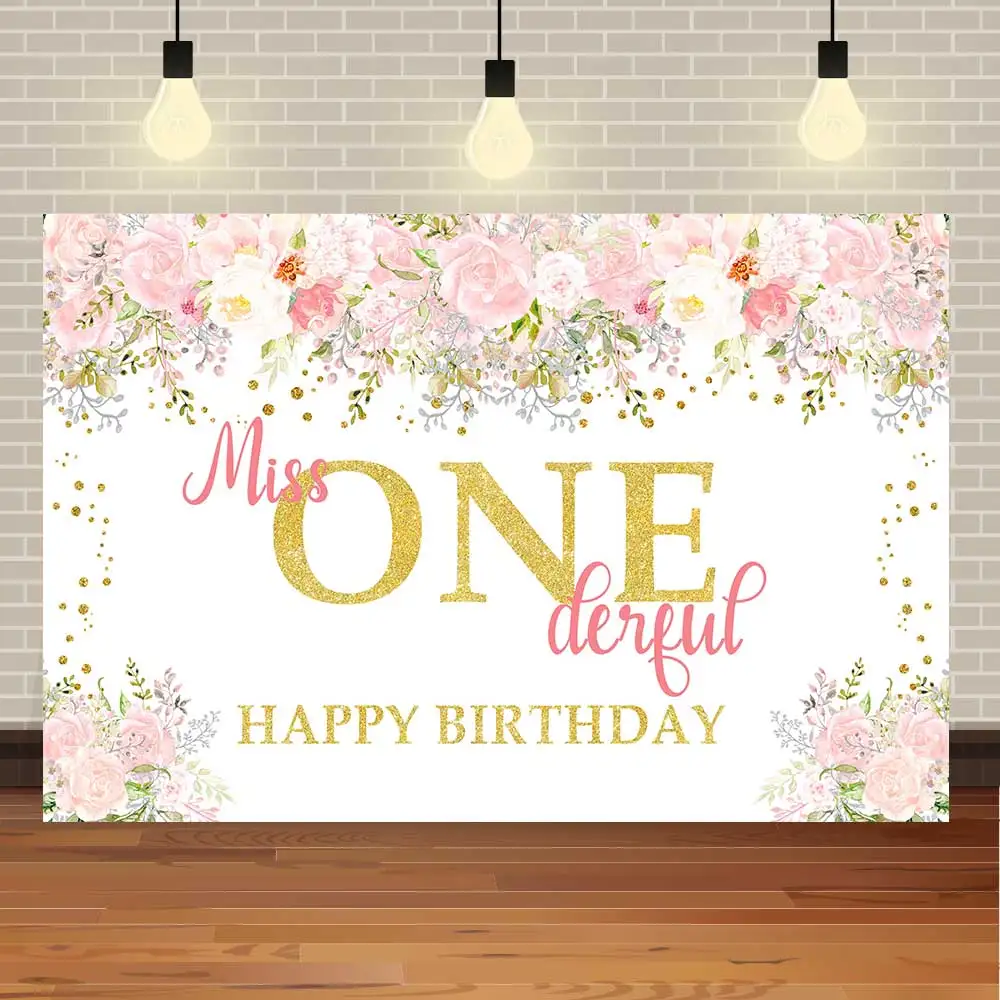 

NeoBack Miss Onederful Фотофон с акварелью и цветами для первого дня рождения