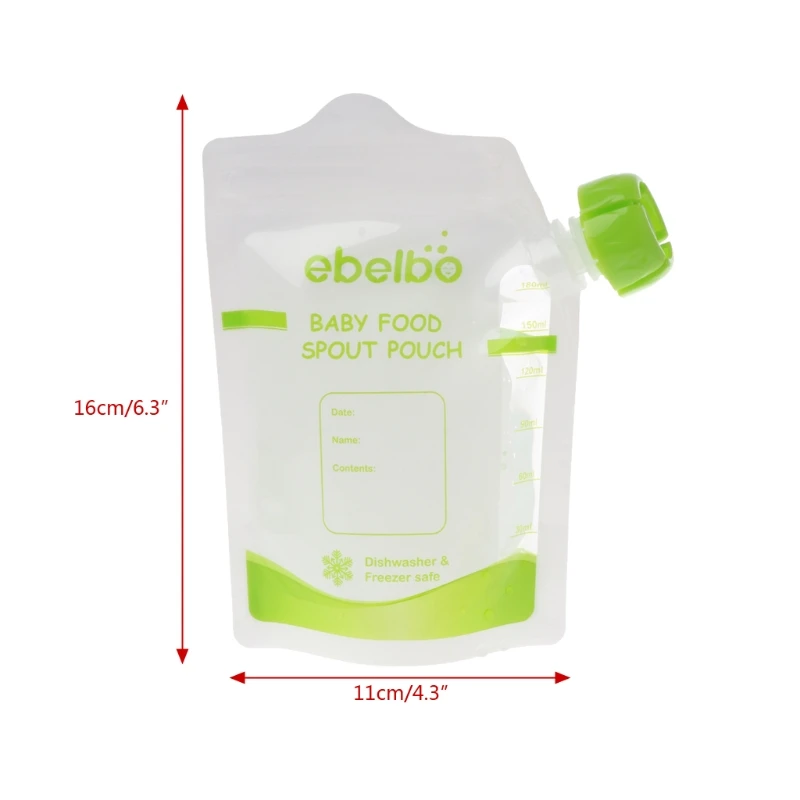 

10 PCS Baby Food Pouches Feeding Supplies Bag Double Zippers Reusable Food Box