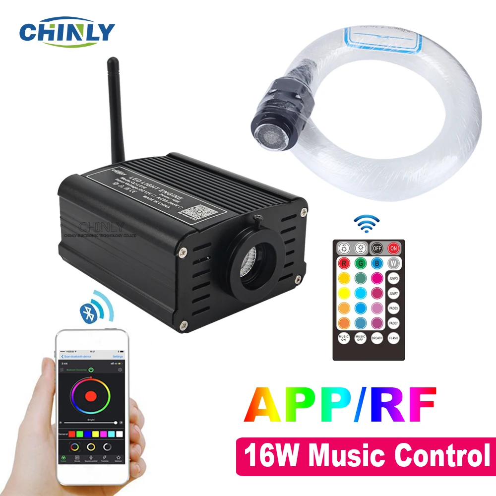 Оптоволоконный светильник Opt Smart Mobile control Bluetooth APP 16 Вт RGBW светодиодный светильник источник управления музыкой оптический кабель Звездный потолочный светильник ing