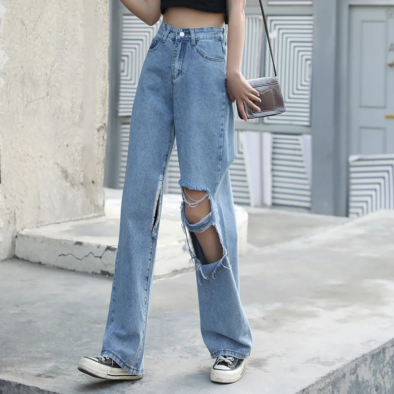 

plus size high waist summer autumn casual loose woman jean vintage boyfriend ripped jeans 2020 denim pants for women clothes