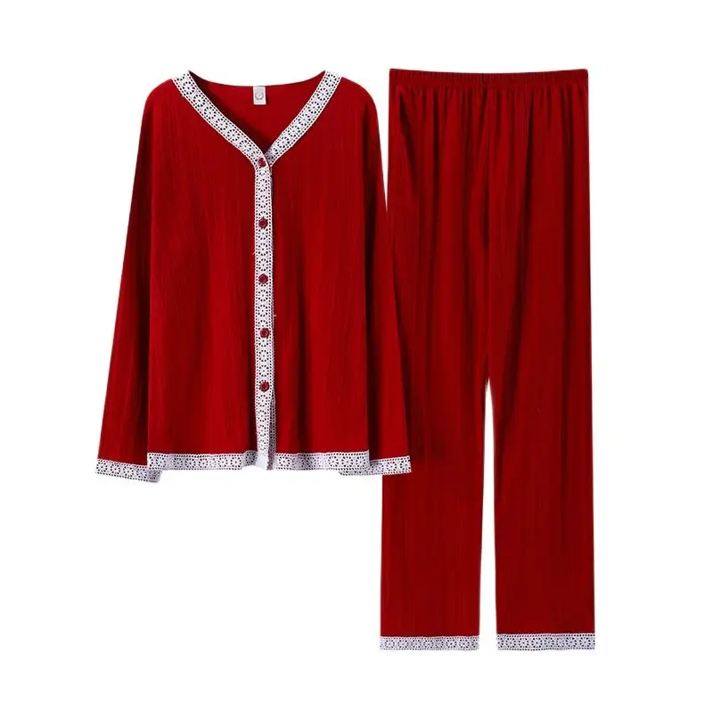 

Пижама женская хлопковая с длинным рукавом, большого размера, 3XL