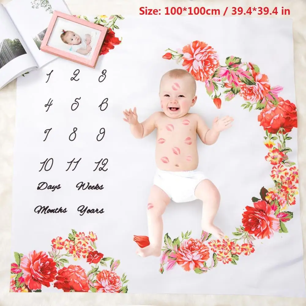 01 Фон для детской фотосъемки с Одеяло фон Многофункциональный милый Цветочный принт фотографические реквизиты для новорожденных ежегодно ежемесячно веху - Цвет: 01