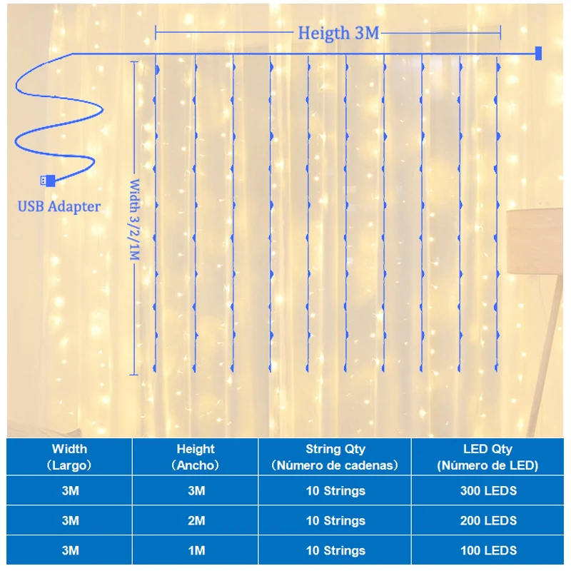 

String Lights New Year's Garland for Curtains Festoon Led Light Curtain Room Decor For Home Christmas Decorations 2021 Wedding